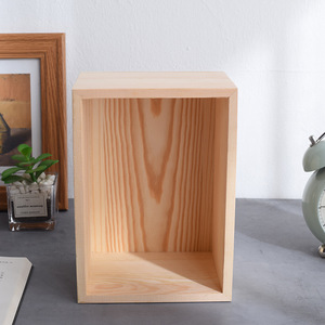Boîte en bois de pin à dessus ouvert, organisateur de rangement de bureau rectangulaire, utilisation au bureau - Product Image 4
