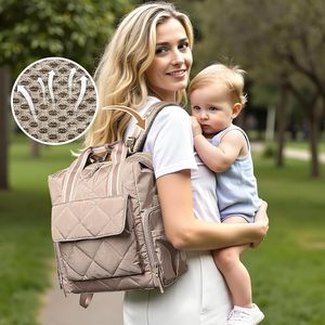 Borsa per pannolini <span class=keywords><strong>zaino</strong></span> trapuntato borsa per pannolini per bambini <span class=keywords><strong>zaino</strong></span> per mamme da lavoro con 11 sacchetti ampio scomparto termico isolato - Product Image 3