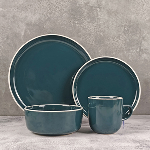 Vente directe d'usine Restaurant chinois couleur <span class=keywords><strong>turquoise</strong></span> cerclé <span class=keywords><strong>vaisselle</strong></span> en céramique <span class=keywords><strong>vaisselle</strong></span> de luxe - Product Image 1