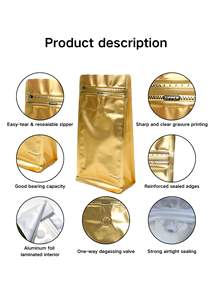 Bolsa de Café Personalizada con Impresión, Sellado al Vacío de Grado Alimenticio con Válvula, <span class=keywords><strong>a</strong></span> Prueba de Olores, para Almacenamiento en el Hogar, Bolsa de Pie - Product Image 4