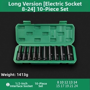 Soket listrik, 1/2 inci Drive 6-point Impact Socket Set10 Piece Ukuran metrik 10-24mm baja karbon Impact Socket Set dengan kotak penyimpanan keras - Product Image 4