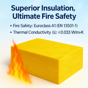 Panneau en <span class=keywords><strong>laine</strong></span> <span class=keywords><strong>de</strong></span> <span class=keywords><strong>verre</strong></span> AirgelTech - Densité 48 kg/m³ - Épaisseur 75 <span class=keywords><strong>mm</strong></span> - Ignifuge A1 - Absorption acoustique 1.00 NRC - Isolation thermique écologique - Product Image 2