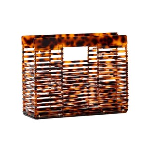 Bolso de mano tipo clutch rectangular rígido de acrílico con diseño de caparazón de tortuga para mujer, ideal para bodas y fiestas de cóctel. - Product Image 3