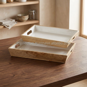 Bandejas de madera para mesa, Bandejas para servir con esmalte - Product Image 3