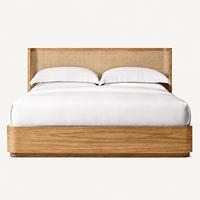 Juego de Muebles de Dormitorio de Hotel de Lujo Estilo Villa, Cama de Madera Maciza, Juego de Muebles para Habitación de Hotel, Cama Doble, Estructura de Cama, Mesa de Noche