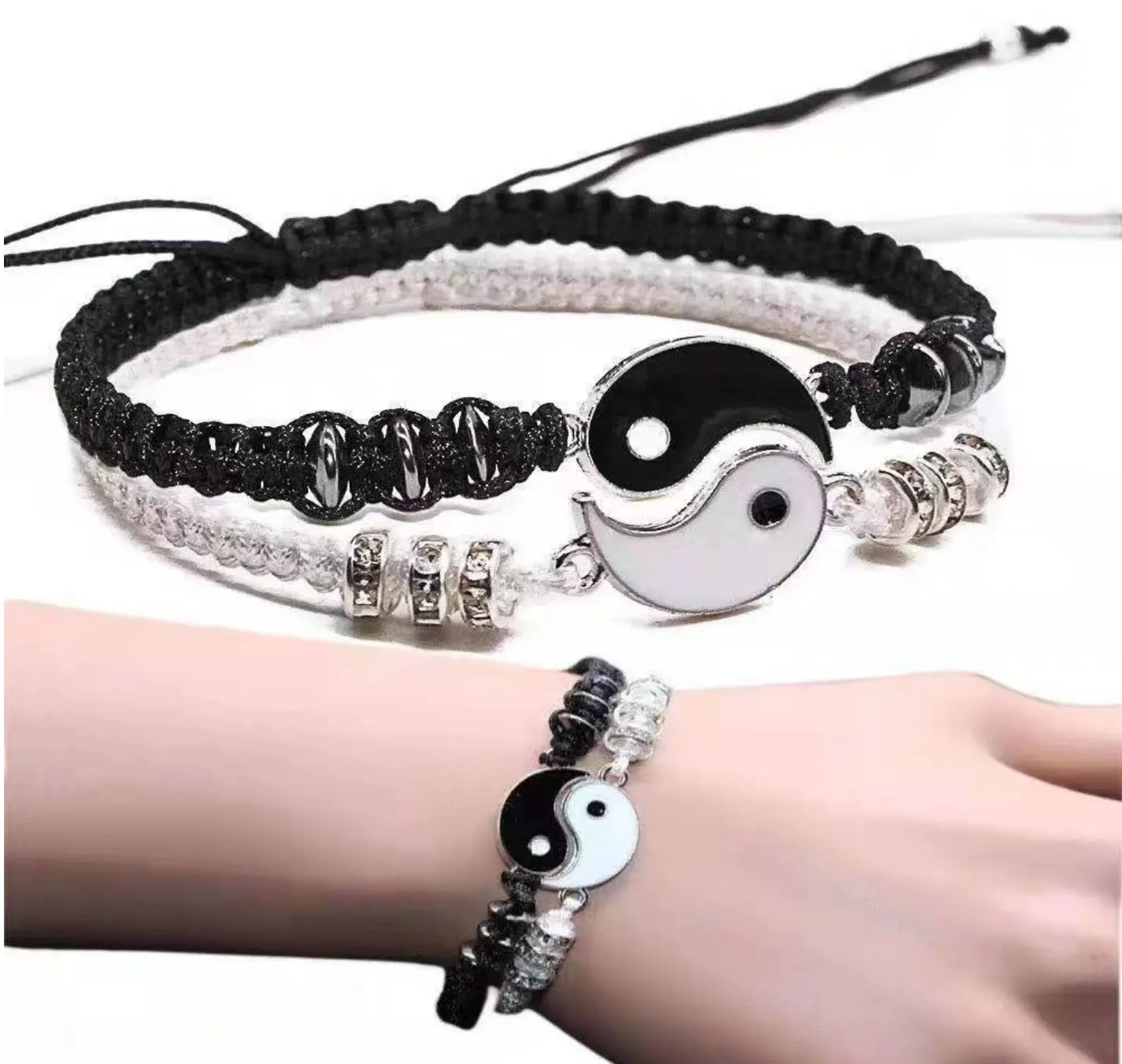 Hot Selling 1 Pair Tai Chi bracelet Trendy Yin Yang Pendant bracelet For Couple Friends Choker Jewelry Gifts