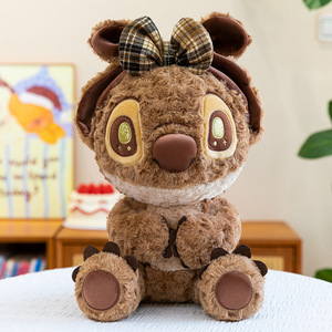 Peluche Kawaii <span class=keywords><strong>Stitch</strong></span> marron avec nœud écossais - Peluche douce et moelleuse Lilo & <span class=keywords><strong>Stitch</strong></span>, adorable peluche <span class=keywords><strong>Stitch</strong></span> anime pour enfants - Product Image 6