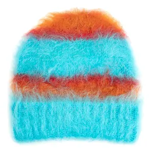 Custom OEM & ODM LOGO men mohair beanie winter Warm Knitted Sports hat Outdoor mohair knit beanie hats