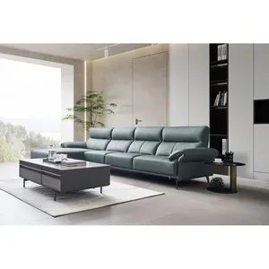 Foshan Furniture Leather Living Room L Shape Sofas Modern Low Arm Sofa