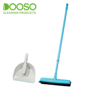 Escoba de empuje con mango largo, cerdas de escoba de goma y silicona con escurridor para pelo de mascotas, alfombra, azulejo de madera dura, limpieza - Product Image 2