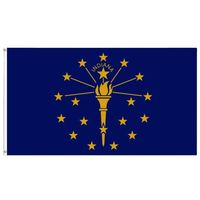 Drapeau de l'Indiana 3x5 pieds personnalisé avec logo imprimé, en polyester simple face pour affichage de bannières nationales, vente directe d'usine