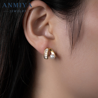 Pendientes clásicos de perlas de joyería de plata 925 para mujeres de negocios con perlas Akoya de 8mm y respaldos seguros