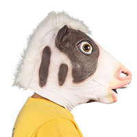 Masque de tête d'animal en latex, masque intégral drôle et effrayant, accessoires de déguisement de luxe pour Halloween, fête costumée, cosplay de vache, accessoires de Noël, club
