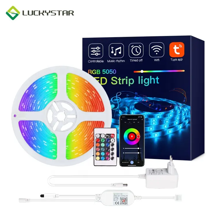 TUYA Smart APP SMD 5050 RGB Colorful DC12V Flexible LED Light Tape Ribbon APP Waterproof TV Background Lighting tuya led strip