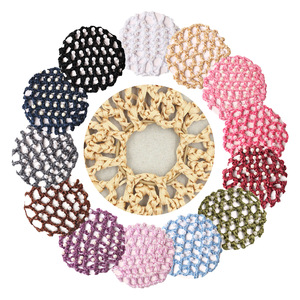 Filet à cheveux perlé pour femmes <span class=keywords><strong>Crochet</strong></span> <span class=keywords><strong>Snood</strong></span> chignon couverture extensible élastique filet à cheveux accessoires de cheveux - Product Image 1