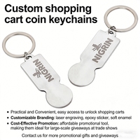 Chariot à provisions en acier inoxydable personnalisé Chips Supermarket Coin Token Keychain Germany Trolley Coin Chip