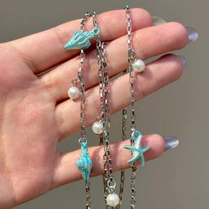 สร้อยคอไข่มุกปลาดาวสีฟ้าและพู่ห้อยมีสไตล์วันหยุดที่ชายทะเลระดับไฮเอนด์และสร้อยกระดูกไหปลาร้าส่วนบุคคล - Product Image 6