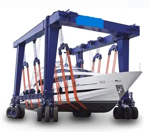 50 100 300 Ton Wireless Mobile Ship Lift Gantry Crane Yacht Lift Rubber Tire Yacht Straddle Carrier Crane