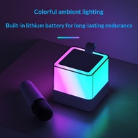 Mini haut-parleur karaoké avec 2 micros sans fil, lumière LED, machine karaoké portable pour enfants et adultes, fête