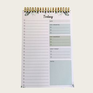 Carnet de planification journalier, hebdomadaire et mensuel personnalisé en tissu doré, format B5, avec couverture en spirale, non daté, idéal comme cadeau, produit imprimé - Product Image 3