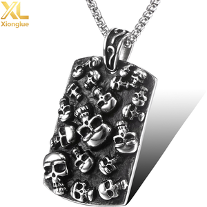 Collar con Colgante de Calavera Estilo HipHop de Acero Inoxidable 316L Personalizado, Etiquetas Cuadradas, Colgantes y Dijes Finos para Hombres y Mujeres - Product Image 2