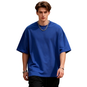 Camiseta de manga corta para hombre, de algodón/fibra de bambú, deportiva, lisa, de alta calidad, 300g, de corte holgado, para hombre y mujer, informal. - Product Image 1