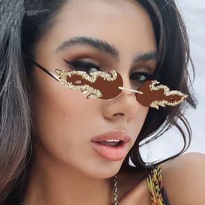 Gafas de Sol Pequeñas Sin Montura para Mujer, Modelo 2043, con Diamantes, Estilo Punk, Protección UV400 - Product Image 3