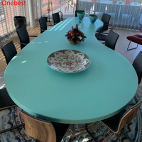 Benutzer definierte blaue Farbe Himacs Solid Surface Farbe Nordic Design Esstisch und Stühle Langlebige Fast Food Shop Möbel