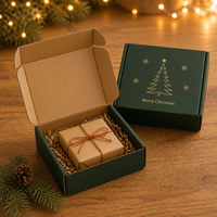 Boîtes d'expédition de Noël de luxe OEM, vert mat avec estampage à chaud doré, boîte e-commerce pliable et recyclable, boîtes d'expédition postales