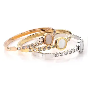 Bán Buôn Châu Âu Và Mỹ Sang Trọng Thời Trang Zircon Vòng Đeo Tay Bangle Phụ Nữ Đồ Trang Sức Thời Trang Thép Không Gỉ Trang Sức Vòng Đeo Tay