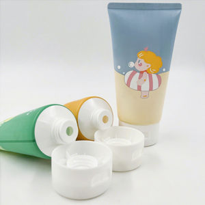 Manufacturer Cute Custom 180ml <b>Plastic</b> Squeeze Round <b>Tube</b> Facial Cleanser Cream <b>Tubes</b> Set with Flip Cover for Cosmetic Packaging - Product Image 2