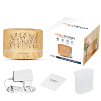 Diffuseur d'huiles essentielles ultrasonique à commande à distance avec lumière LED, 500 ml, effet bois, pour la maison et le bureau