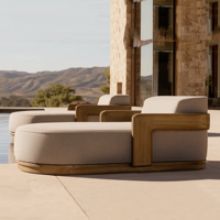 Ensembles de meubles de jardin SIGMA, meubles d'extérieur, ensemble de canapés en teck, chaise longue de patio, table, chaise, lit de soleil, canapé Villa Bali, bois naturel