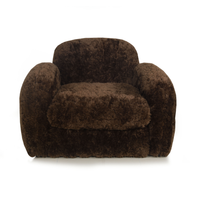 Fauteuil individuel en polaire Teddy couleur chocolat noir, fauteuil d'appoint moderne et confortable pour la décoration de la chambre et du salon