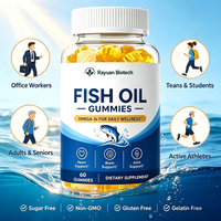 Faible MOQ, Vente en Gros OEM, Gummies d'Huile de Poisson Oméga 3 avec Vitamine D Oméga-3
