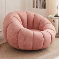 Tabouret Pouf Rond en Tissu Laine d'Agneau Personnalisable, Modèle Citrouille, Offre Spéciale, pour Salon