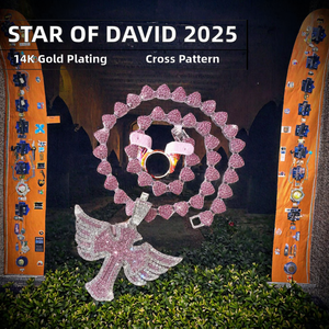 2025 Nhà Máy Mới Đến 14K Vàng Mạ Đồng 5A Zircon Ngôi Sao May Mắn của <span class=keywords><strong>David</strong></span> Vòng Cổ Cho Phụ Nữ Người Đàn Ông Chéo Hình Dạng Với Liên Kết Chuỗi - Product Image 2