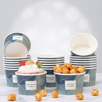 Emballages personnalisés en gros pour crème glacée, contenants jetables en papier pour desserts, gobelets d'emballage pour yaourt glacé de qualité alimentaire