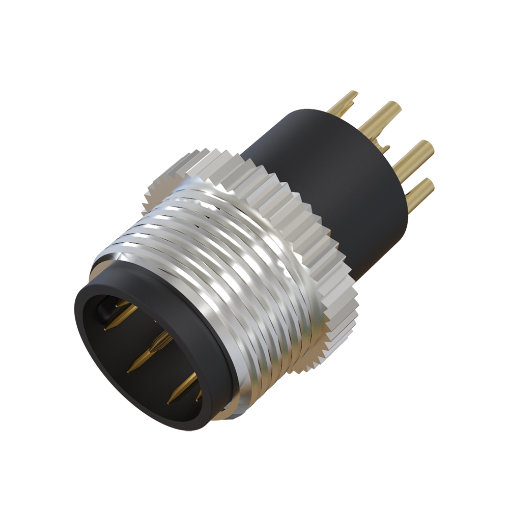 m12 power connector 4 pin plug anti-loose and anti-vibration common plastic-coated core male