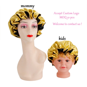 <span class=keywords><strong>Bonnets</strong></span> en satin réversible double couche taille personnalisée design logo bonnet en cheveux en soie bonnet de sommeil <span class=keywords><strong>rouge</strong></span> maman et moi bonnet enfant - Product Image 5