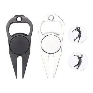 Groothandel Zinklegering Magnetische Lege Golfbal Marker Metalen Custom Chip Hat Clip Golf Divot Tool