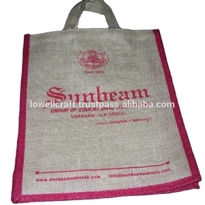 Sunbeam Custom Printed Jute Shopping <b>Bag</b> <b>Medium</b> <b>Size</b> Red Logo Advertising Use Hand Length Handle - Product Image 5