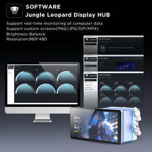 Jungle Leopard ProFlow 360 AIO Liquid Cooler, 5.5" 960×480 LCD Screen, 270° Rotatable Magnetic Cold Head, 3×120mm ARGB PWM <b>Fans</b>, - Product Image 5