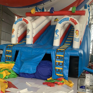 Gaming Application PVC material Easy Setup Features Amusement parks <b>Inflatable</b> White <b>Water</b> <b>Slide</b> Bounce House 5m x 6m Viet Nam - Product Image 1