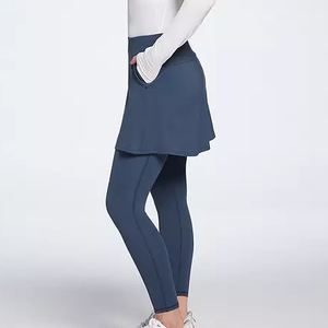 Logo personnalisé jupe de tennis pour femmes Active Sport jupe courte avec legging décontracté une ligne marine extensible confortable course golf mini jupe - Product Image 3