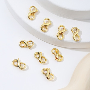 Collar de perlas hecho a mano con cierre doble de langosta en forma de ocho chapado en oro de 18 quilates y cierre de resorte, cierre de acabado B99 - Product Image 1