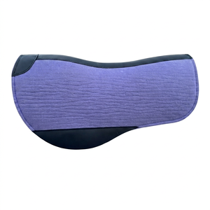 Tapis de selle western polyvalent violet avec bordure noire en cuir de vachette, doublure en polaire et extérieur en coton pour l'équitation - Product Image 1
