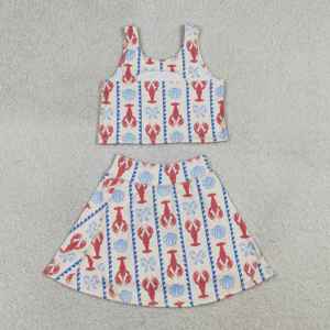 Conjunto deportivo de dos piezas para niñas pequeñas, camiseta sin mangas suave y elástica con estampado de Caryfish, conjunto deportivo de dos piezas con pantalones cortos - Product Image 3