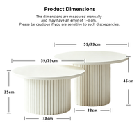 Table basse ronde élégante style unique 2026 avec pieds cannelés, ensemble de 2 tables centrales pour salon, mobilier de maison