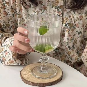European Style Retro Vertical Pattern Juice Glass Red <b>Wine</b> <b>Goblet</b> for Party - Product Image 3